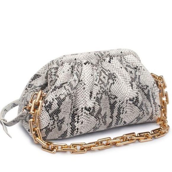 CASSIE SNAKESKIN PATTERN CLUTCH BAG - Picture 7 of 8
